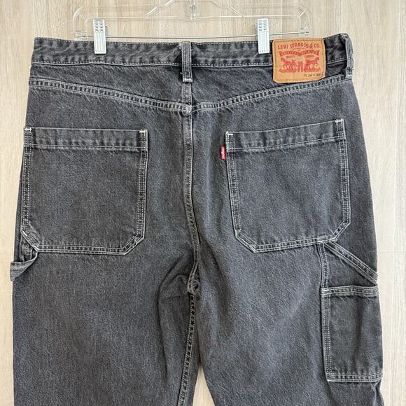 Levis Carpenter Jeans Mens 36x30** Faded Black Loose Baggy Grunge Raw Hem READ - Picture 8 of 16